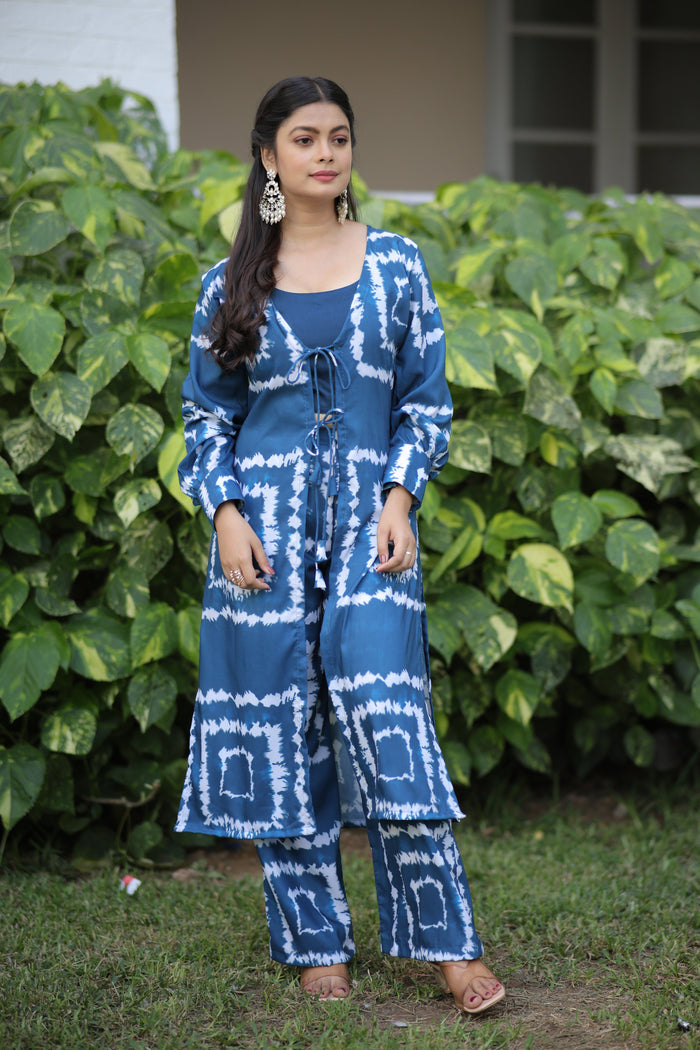 trending blue shibori print co ord set