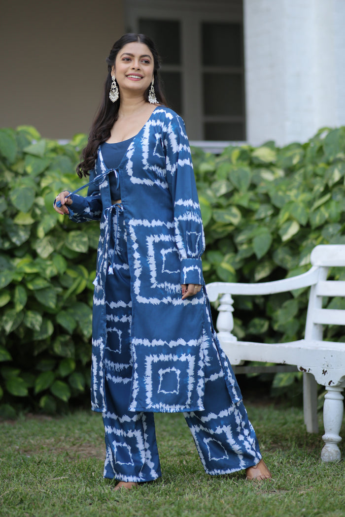 trending blue shibori print co ord set