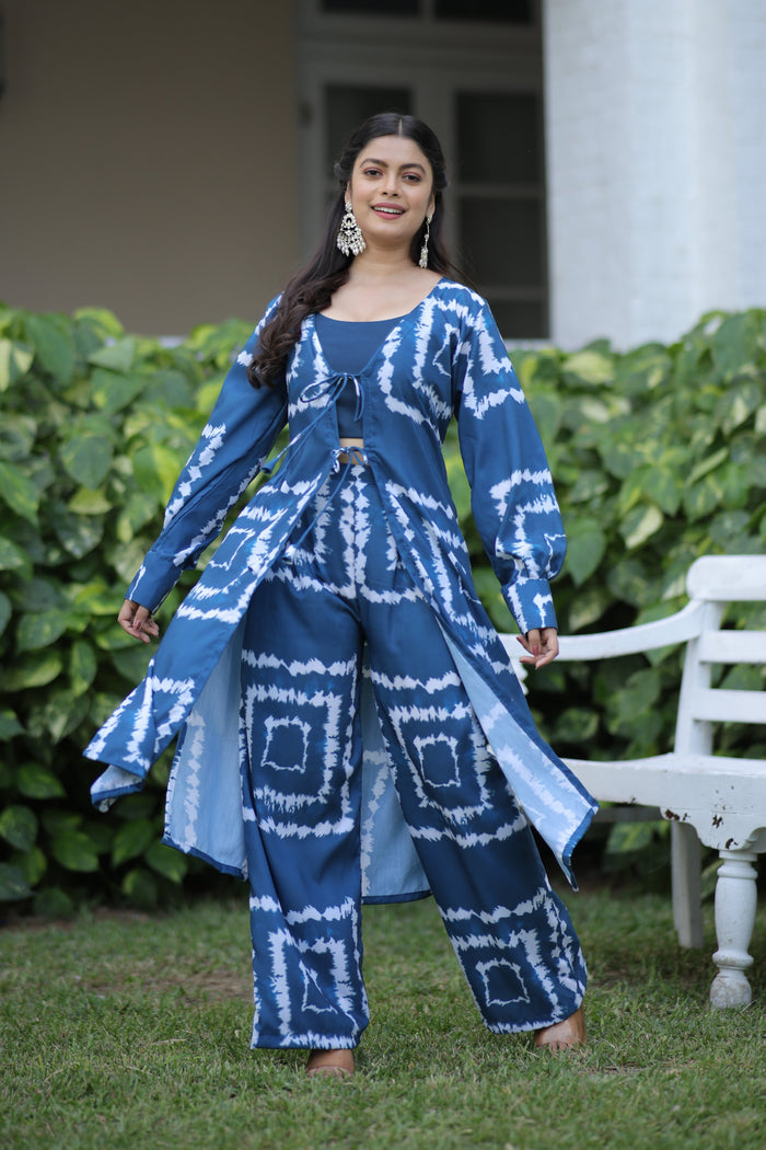 trending blue shibori print co ord set