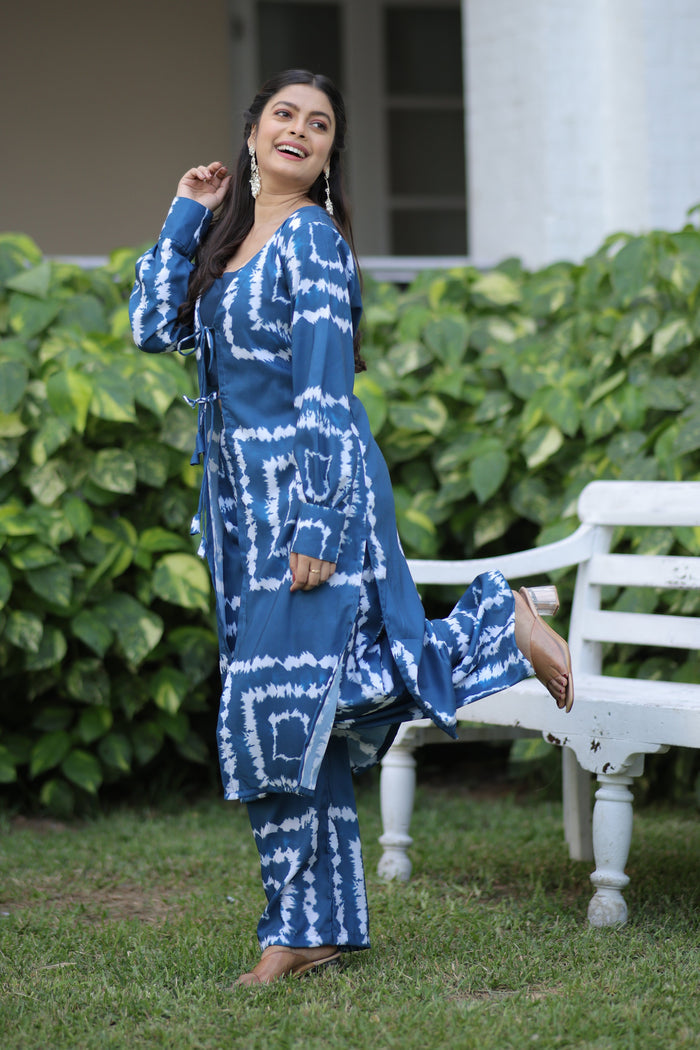 trending blue shibori print co ord set