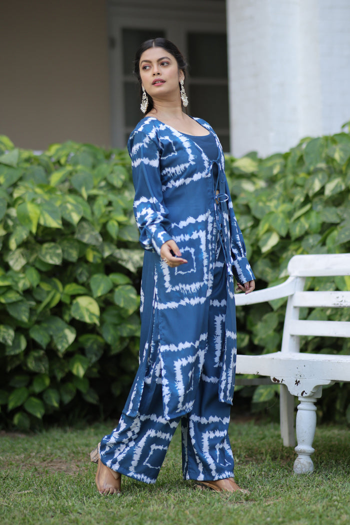 trending blue shibori print co ord set