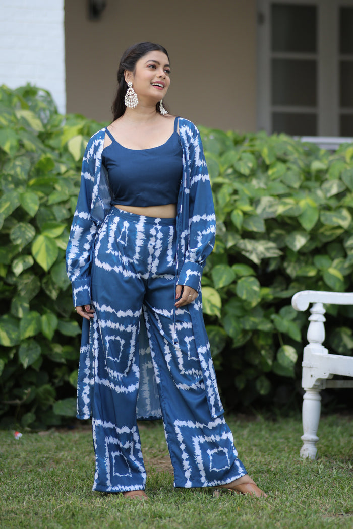 trending blue shibori print co ord set