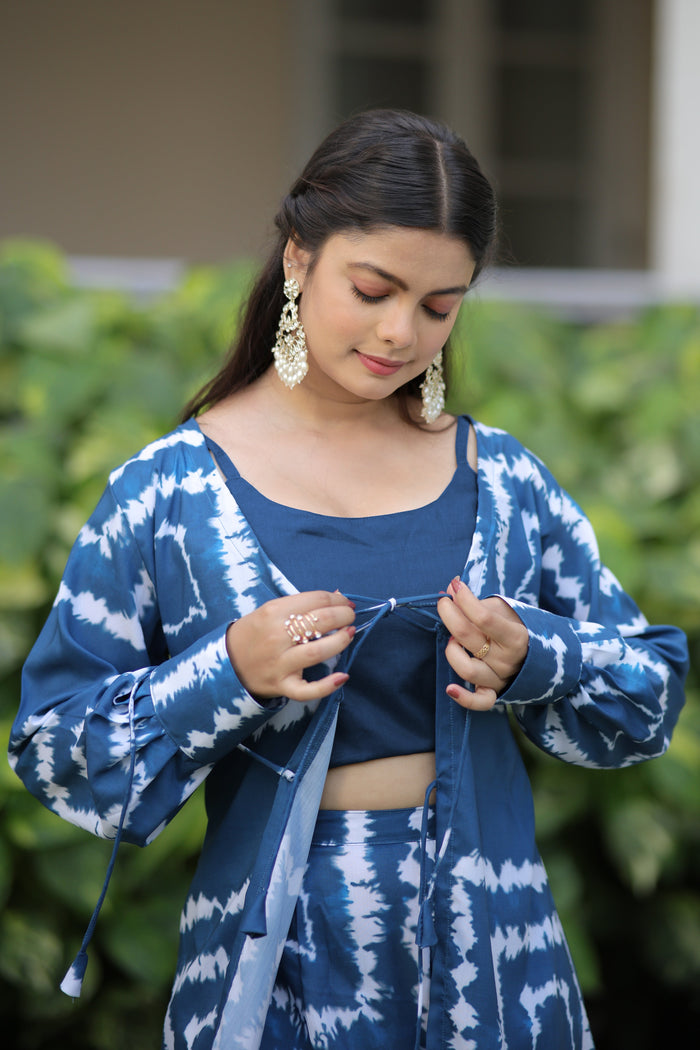 trending blue shibori print co ord set