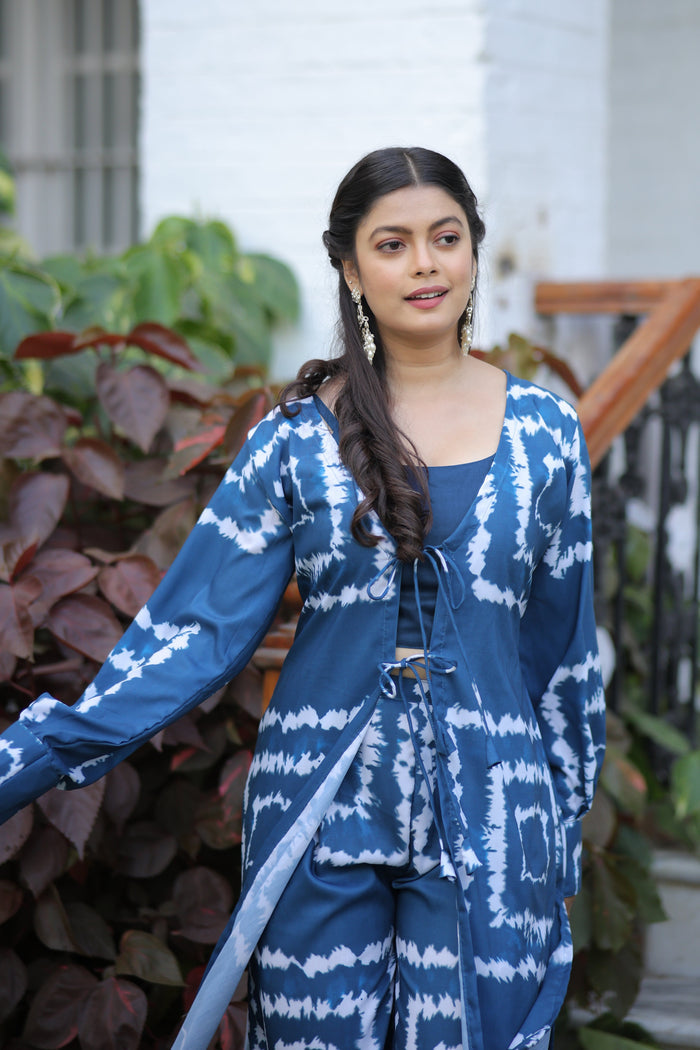 trending blue shibori print co ord set