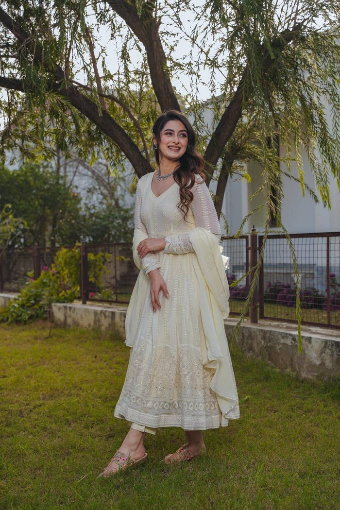 white premium new designer anarkali suit