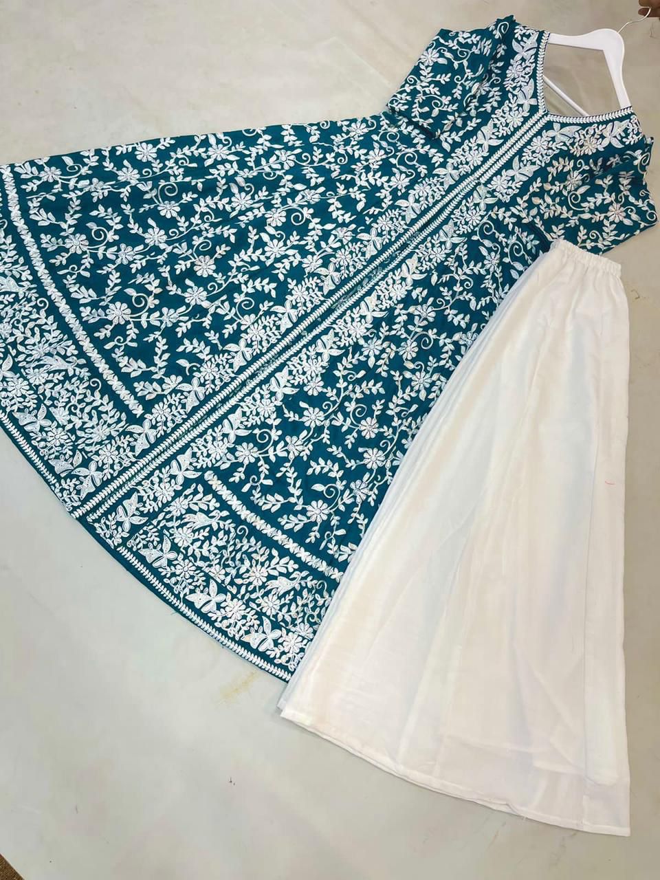 designer heavy embroidery work gown with plazzo