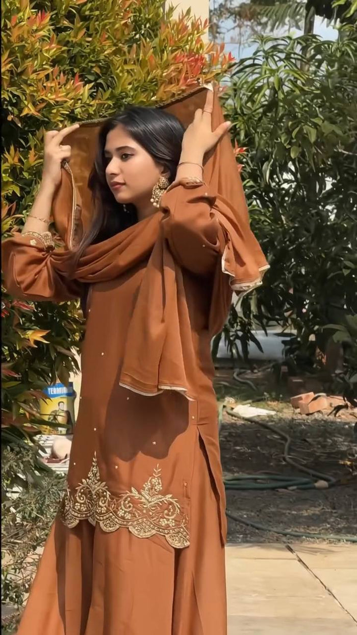 premium designer kurta with sharara set