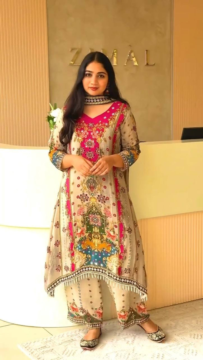 white premium anarkali kurta set