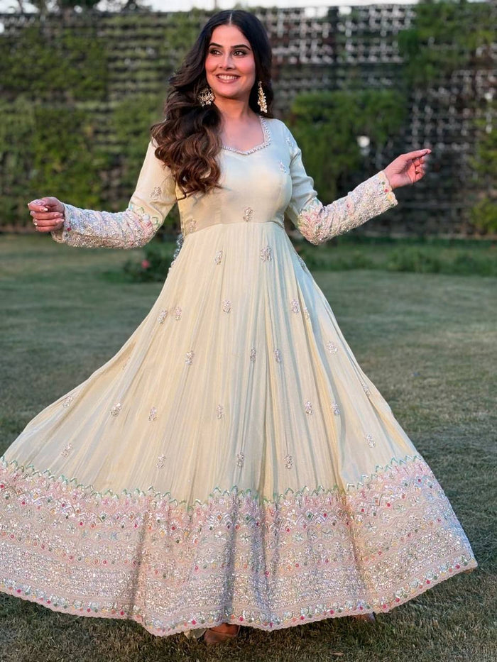 new designer heavy georgette embroidered anarkali set