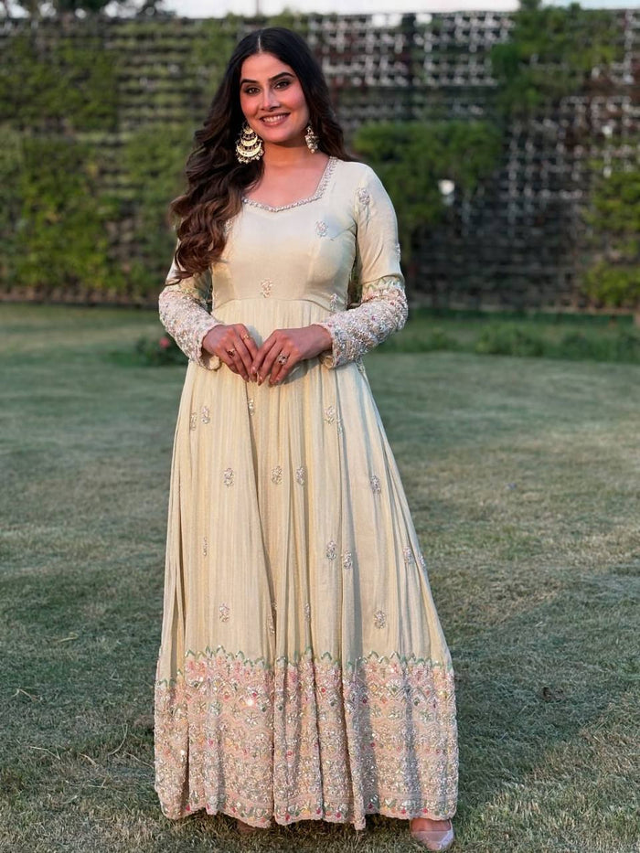 new designer heavy georgette embroidered anarkali set
