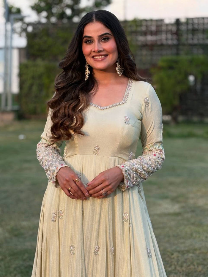 new designer heavy georgette embroidered anarkali set