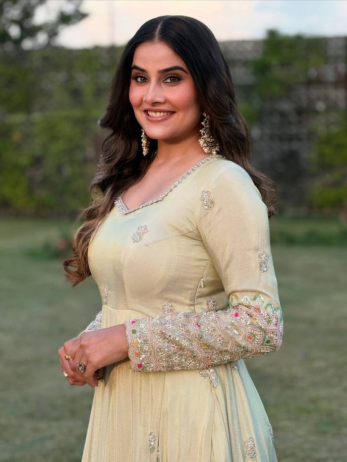 new designer heavy georgette embroidered anarkali set