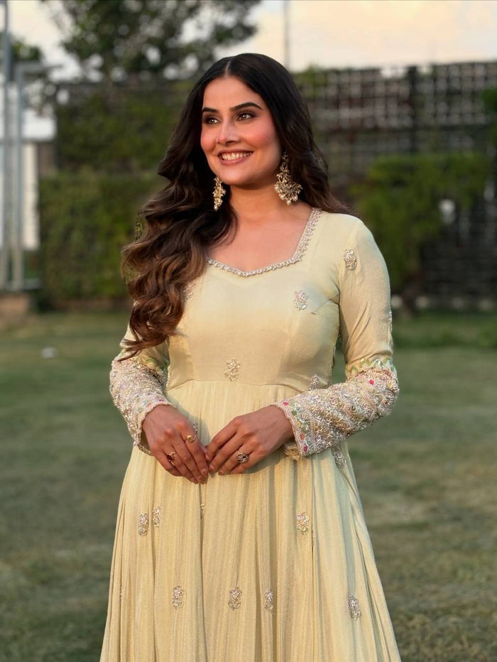 new designer heavy georgette embroidered anarkali set
