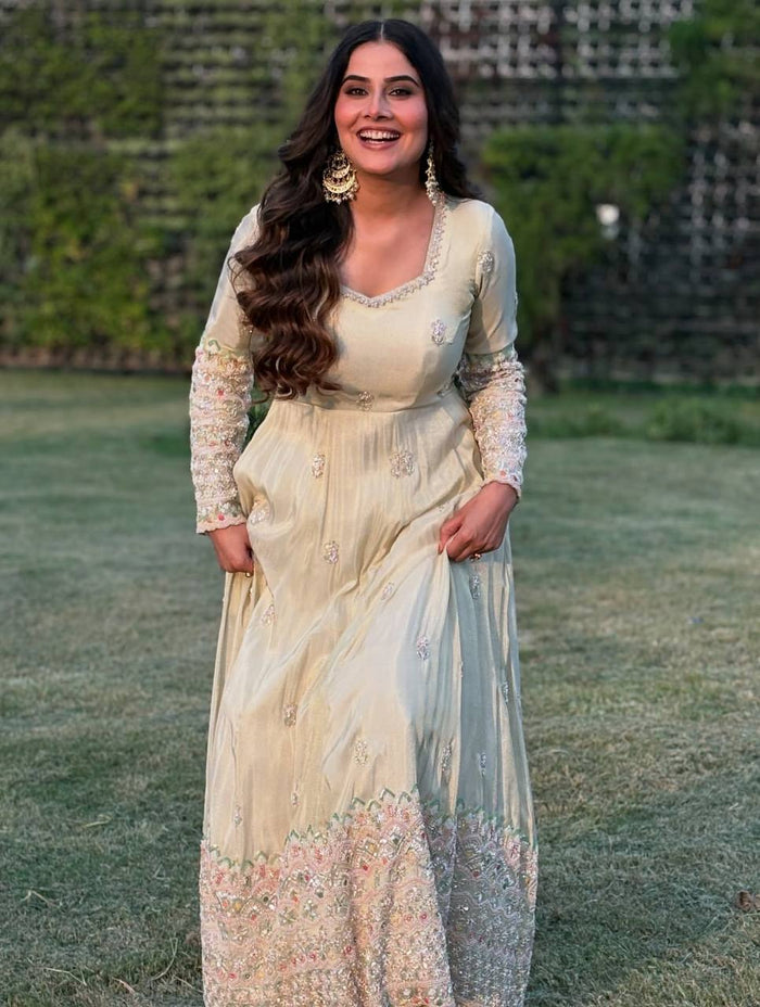 new designer heavy georgette embroidered anarkali set
