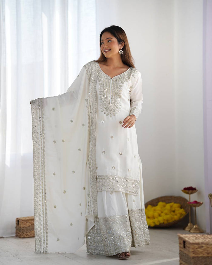 white color premium designer sharara set