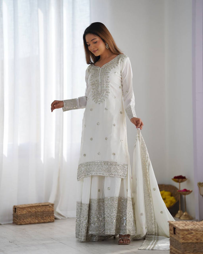 white color premium designer sharara set