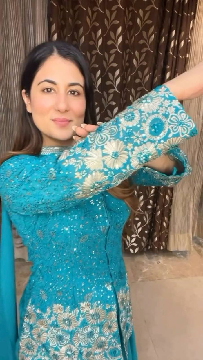 elegant georgette anarkali sharara set