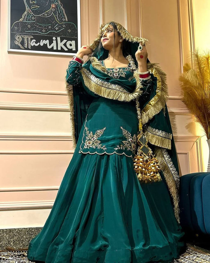 new arrival premium natural crepe silk lehenga set