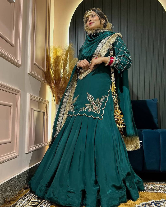 new arrival premium natural crepe silk lehenga set