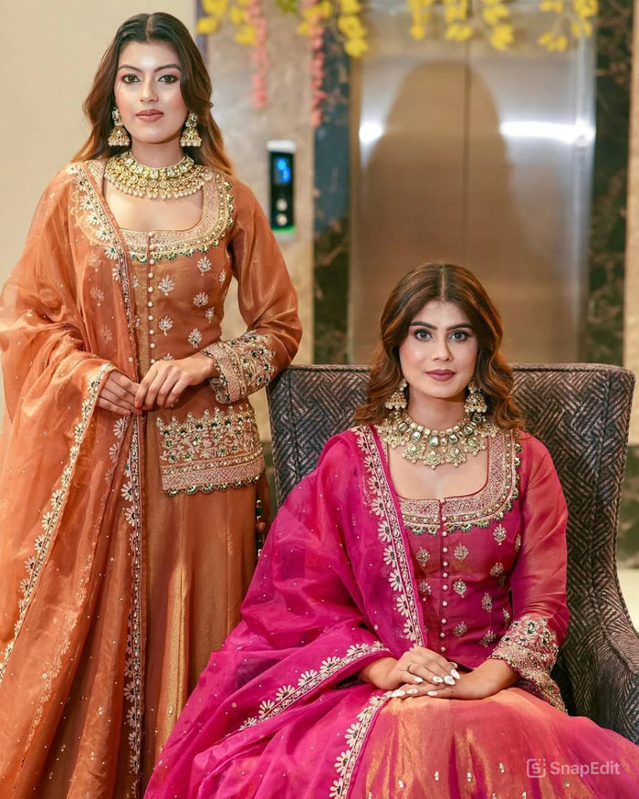luxurious ethnic suit set with exquisite embroidery work