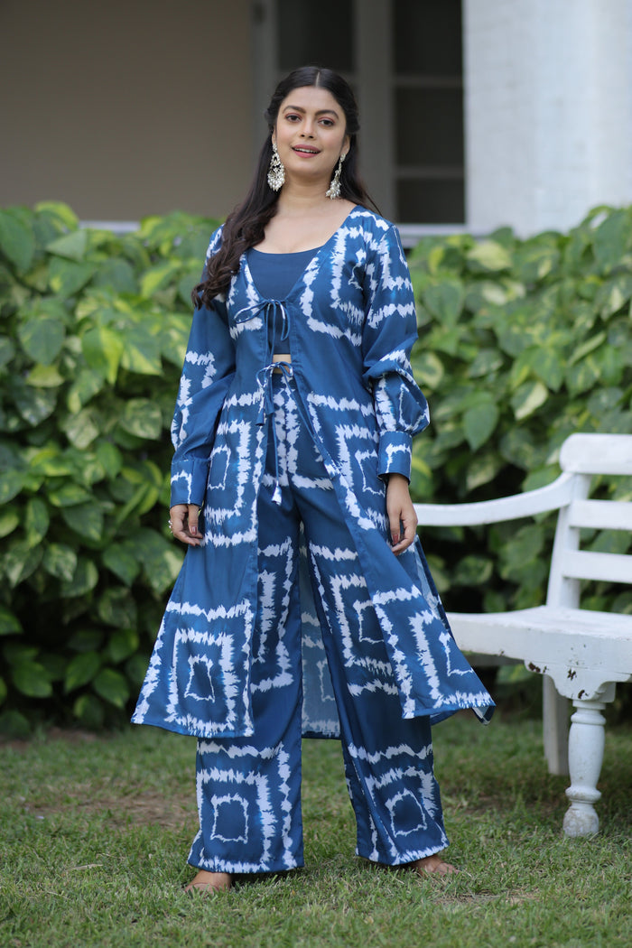 trending blue shibori print co ord set