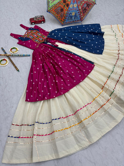 Bandheji Print With Gamathi  Real Mirror Work Choli