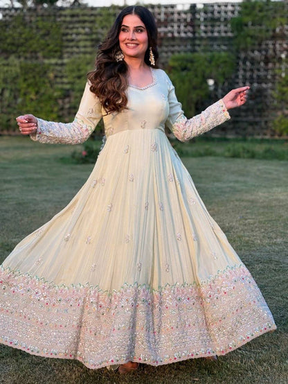 New Designer Heavy Georgette Embroidered Anarkali Set