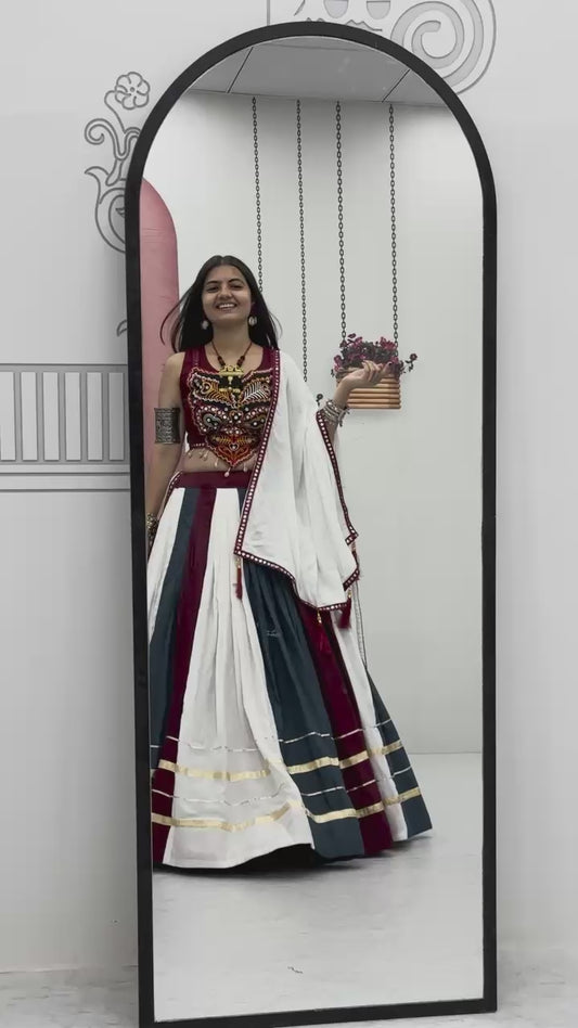 Gamathi work and Real Mirror Work Choli