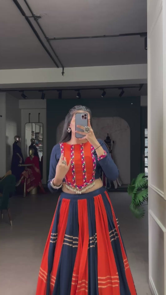 Orange & navy elegance, made for Garba beats